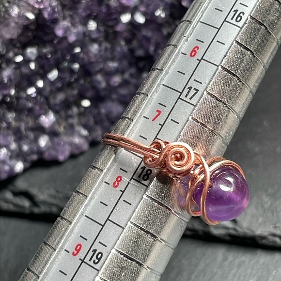 Artisan Amethyst Copper Wire Wrapped Ring - Picture 13 of 16